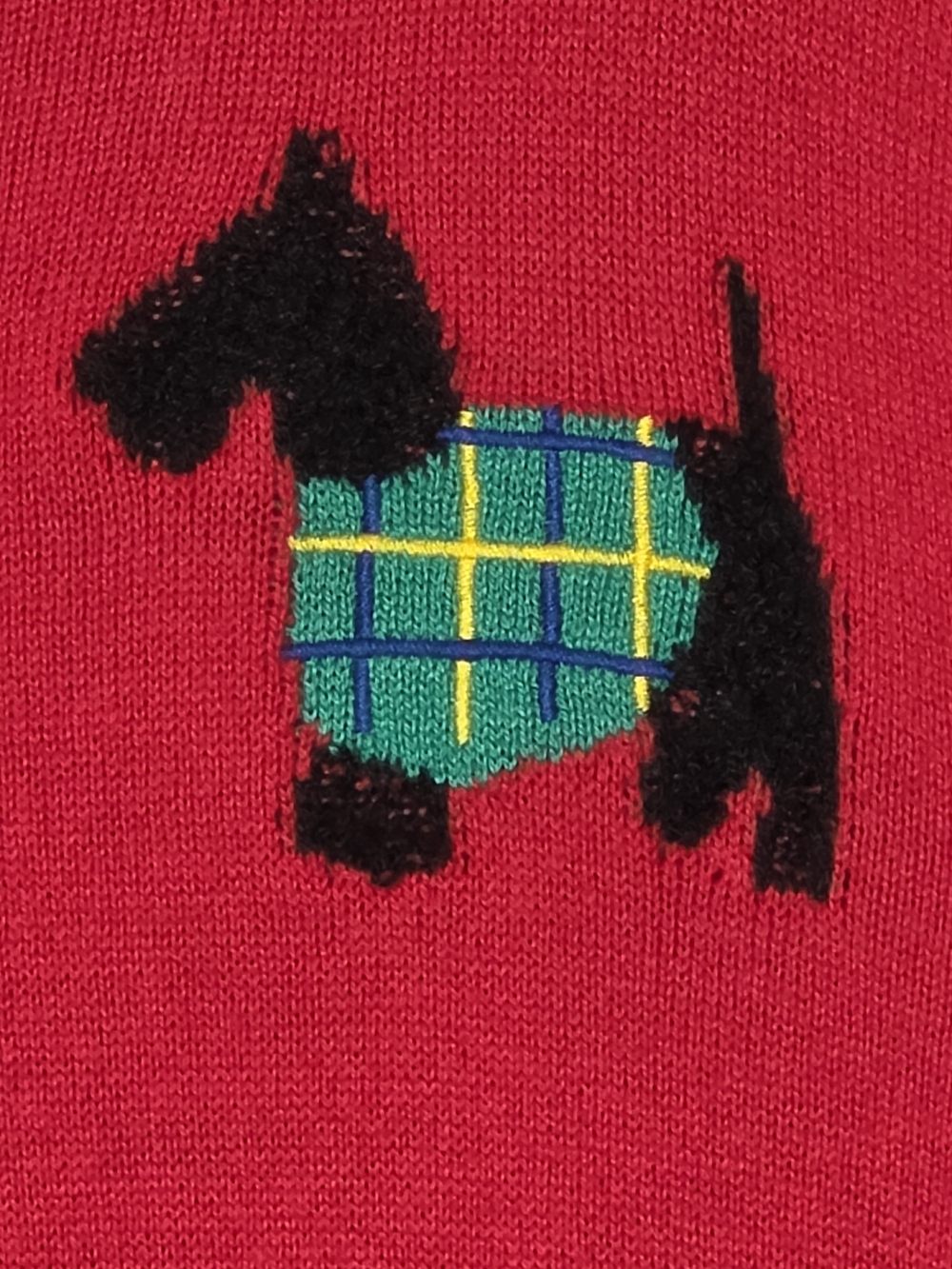 Talbots Red Black Scottie Dog Plaid Sweater Cashmere Blend Women’s XL - Picture 9 of 16